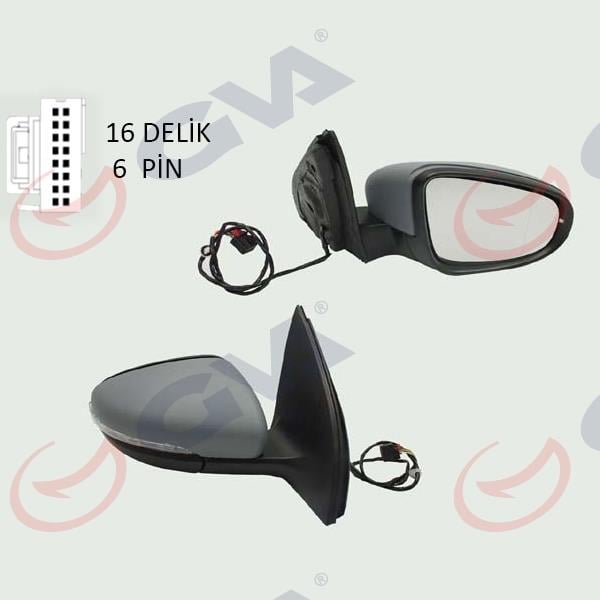 DIŞ DİKİZ AYNASI SAĞ GOLF 09> ELEKTRİKLİ ISITMALI ASTARLI SİNYALLİ KONVEKS 6 FİŞ VM-6197EHPR