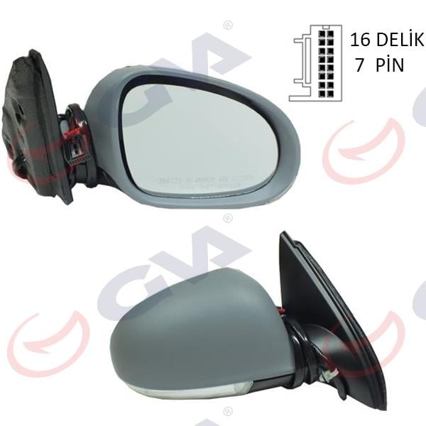 DIŞ DİKİZ AYNASI SAĞ JETTA 04>GOLF V 05> ELEKTRİKLİ ISITMALI SİNYALLİ ASTARLI KONVEKS 7 FİŞ VM-381EHPR