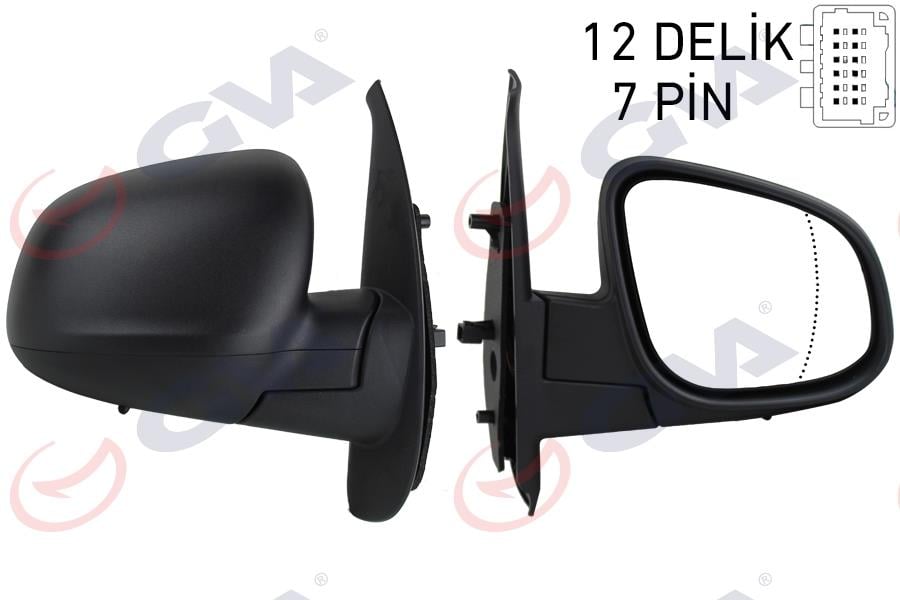DIŞ DİKİZ AYNASI SAĞ KANGOO-CITAN 13> ELEKTRİKLİ ISITMALI SENSÖRLÜ DESENLİ ASFERİK 7 FİŞ VM-6132EHASR