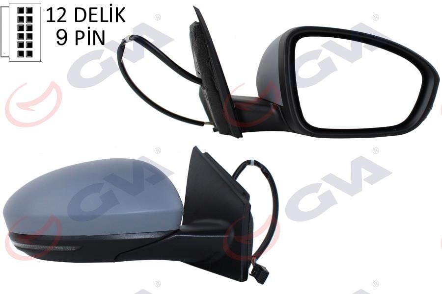 DIŞ DİKİZ AYNASI SAĞ MEGANE 15> ELEKTRİKLİ ISITMALI SİNYALLİ SENSÖRLÜ ASTARLI KONVEKS VM-6142EHPSR