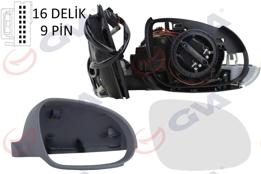 DIŞ DİKİZ AYNASI SAĞ PASSAT 06> ELEKTRİKLİ ISITMALI KATLANIR SİNYALLİ ASTARLI KONVEKS 9 FİŞ VM-399NEBR