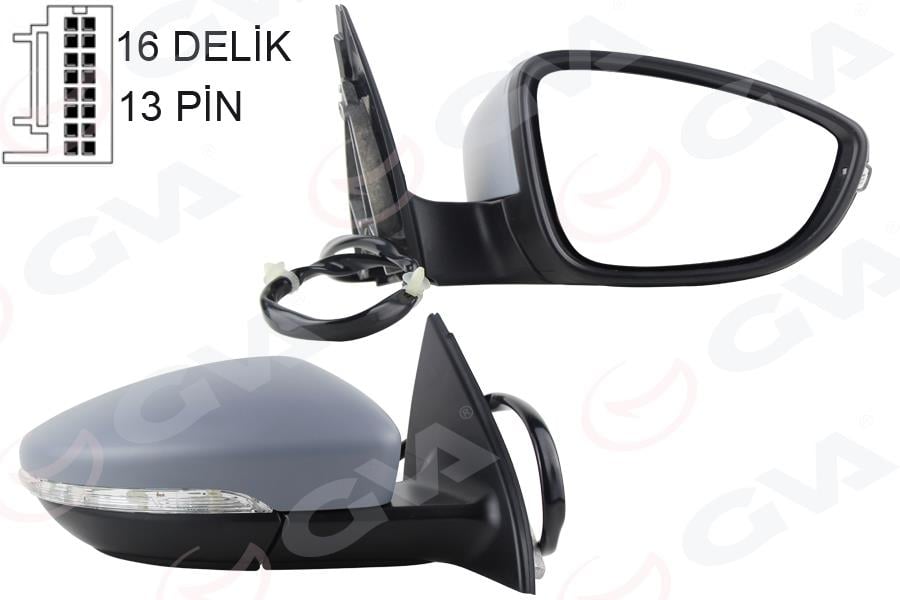 DIŞ DİKİZ AYNASI SAĞ PASSAT 11> ELEKTRİKLİ ISITMALI KATLANIR Ç.SİNYALLİ HAFIZALI ASTARLI KONVEKS 13 FİŞ VM-6194NEBCR