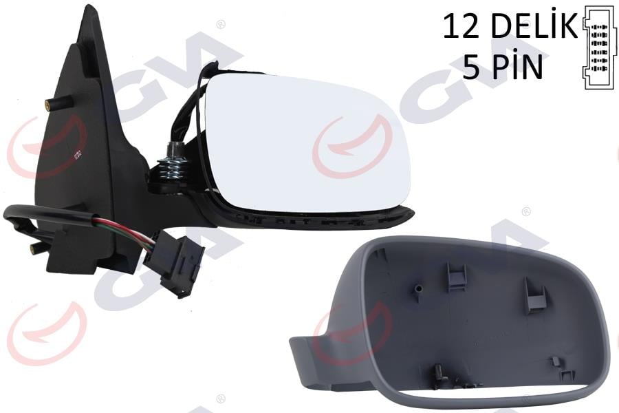 DIŞ DİKİZ AYNASI SAĞ POLO 00> ELEKTRİKLİ ISITMALI ASTARLI ASFERİK 5 FİŞ VM-192EHR