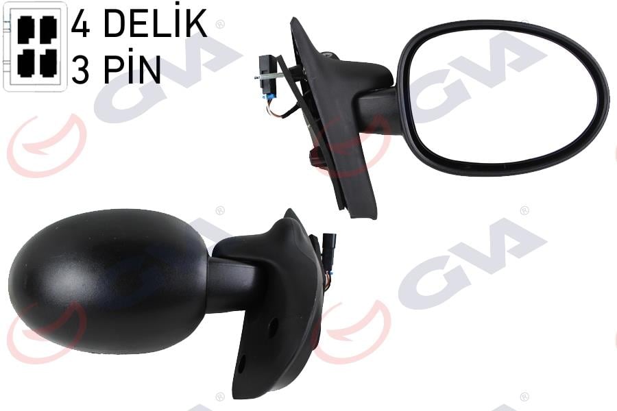 DIŞ DİKİZ AYNASI SAĞ TWİNGO I 90-02 ELEKTRİKLİ KONVEKS VM-128R