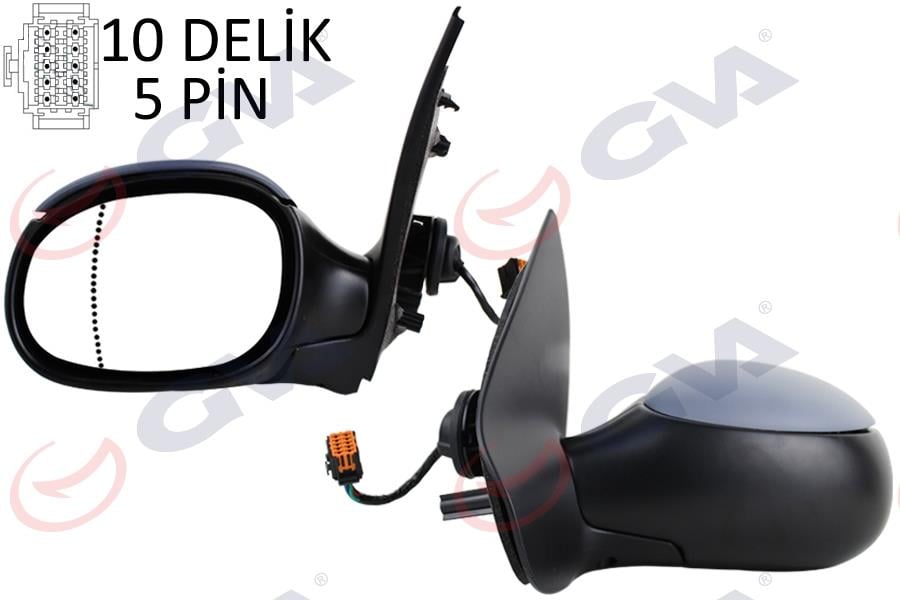 DIŞ DİKİZ AYNASI SOL 206 04> ELEKTRİKLİ ISITMALI ASTARLI ASFERİK 5 FİŞ VM-208EHPAL