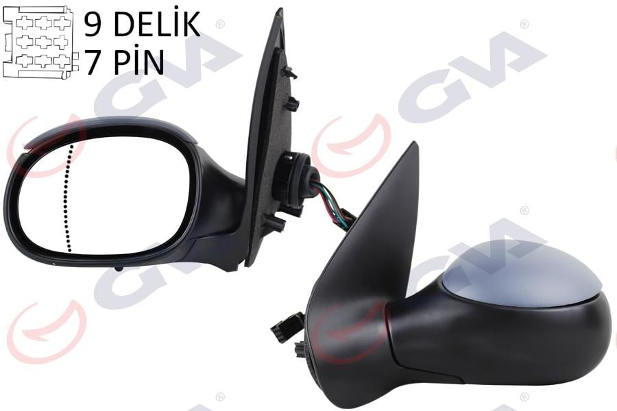 DIŞ DİKİZ AYNASI SOL 206 98> ELEKTRİKLİ ISITMALI ASTARLI ASFERİK 5 FİŞ VM-206EHPAL