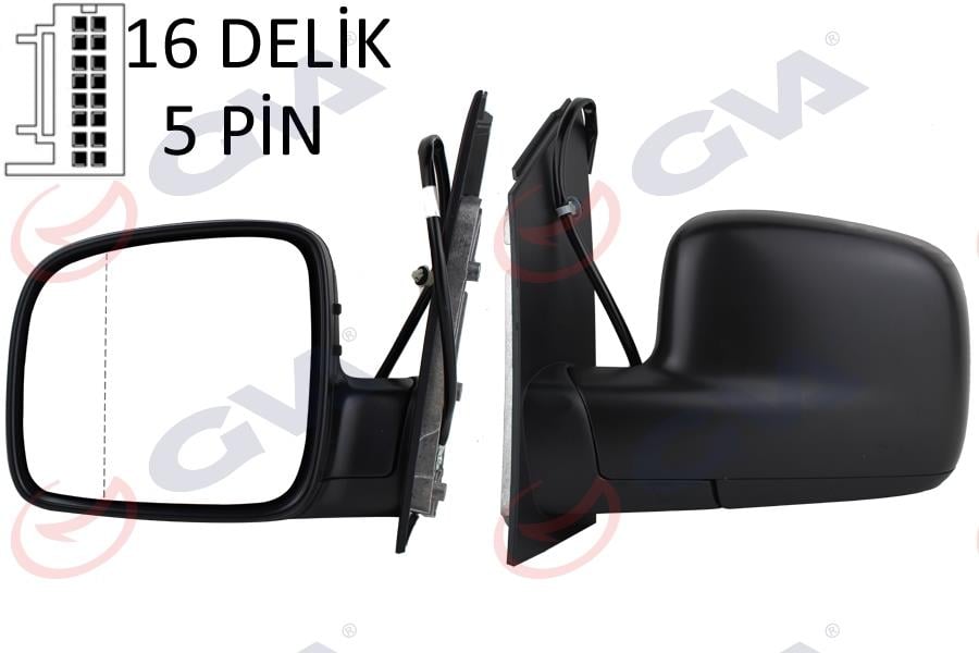DIŞ DİKİZ AYNASI SOL CADDY 04> ELEKTRİKLİ ISITMALI ASFERİK 5 FİŞ VM-375EHAL