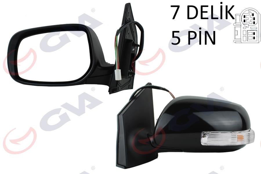 DIŞ DİKİZ AYNASI SOL COROLLA 08> ELEKTRİKLİ ISITMALI SİNYALLİ ASTARLI KONVEKS 5 FİŞ VM-6263EPL