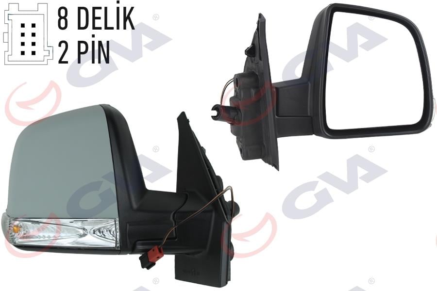 DIŞ DİKİZ AYNASI SOL DOBLO 11> MEKANİK SİNYALLİ TEK CAMLI KONVEKS VM-668PL