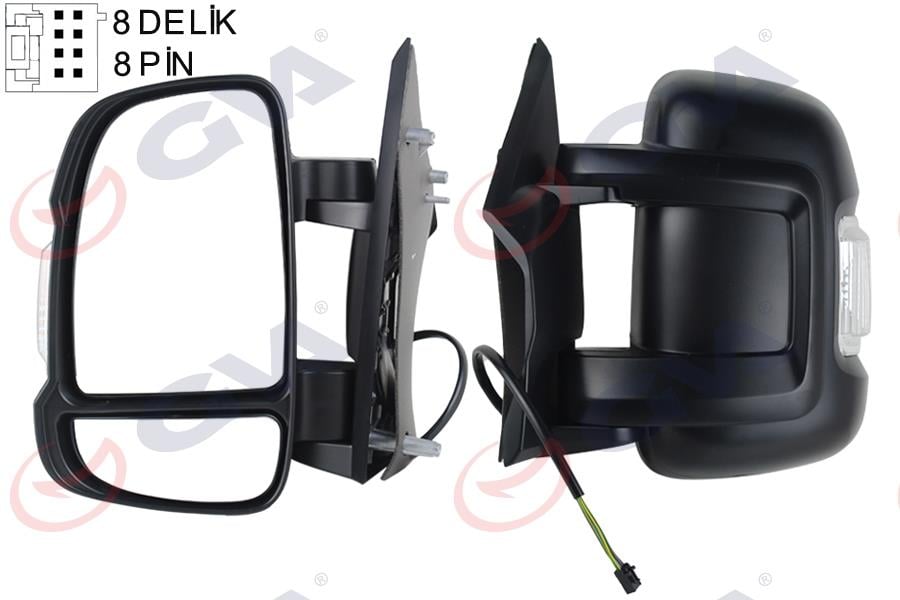 DIŞ DİKİZ AYNASI SOL DUCATO-BOXER-JUMPER 06> ELEKTRİKLİ ISITMALI SİNYALLİ KISA KOL KONVEKS 8 FİŞ VM-6201EHL