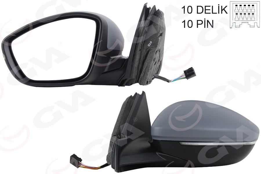 DIŞ DİKİZ AYNASI SOL ELEKTRİKLİ ISITMALI SİNYALLİ KATLANIR Ç.AYDINLATMALI ASTARLI KONVEKS 208 19- CORSA F 19- 10H10P