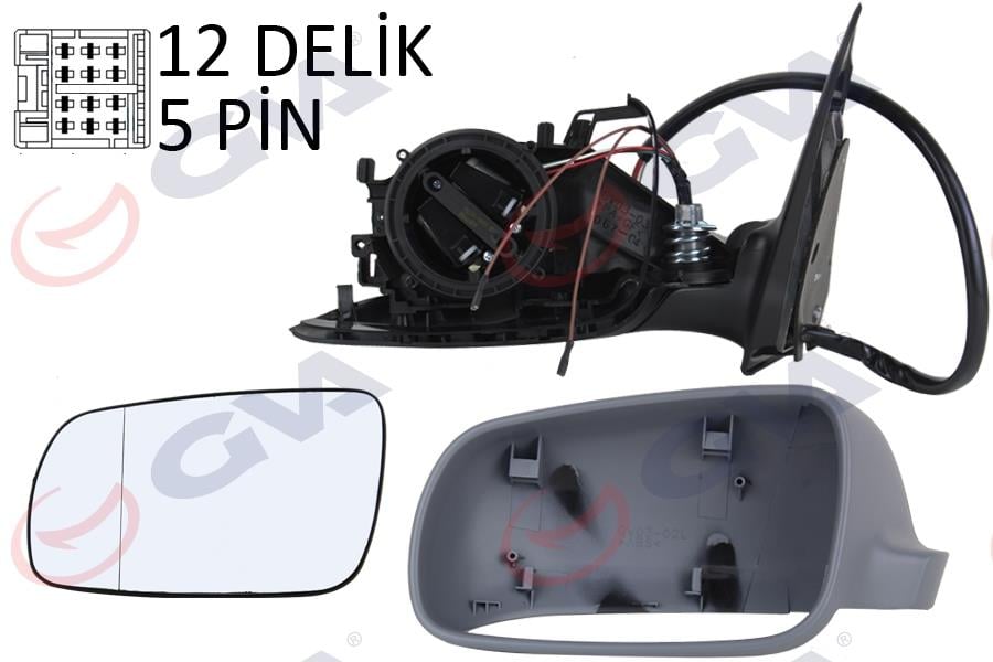 DIŞ DİKİZ AYNASI SOL FABIA 05> ELEKTRİKLİ ISITMALI ASTARLI ASFERİK 5 FİŞ VM-606EHPAL