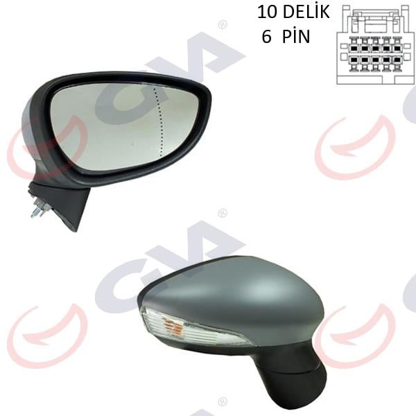 DIŞ DİKİZ AYNASI SOL FORD FİESTA 13> ELEKTRİKLİ ISITMALI ASTARLI 10 DELİK-6 PİN 6 FİŞ VM-6326EHPAL