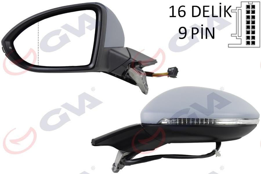 DIŞ DİKİZ AYNASI SOL GOLF 13> ELEKTRİKLİ ISITMALI KATLANIR SİNYALLİ ASTARLI ASFERİK 8 FİŞ VM-6187EBPAL
