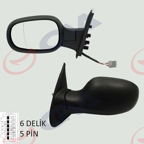 DIŞ DİKİZ AYNASI SOL MICRA 03> ELEKTRİKLİ ISITMALI ASFERİK 5 FİŞ VM-222 EHAL