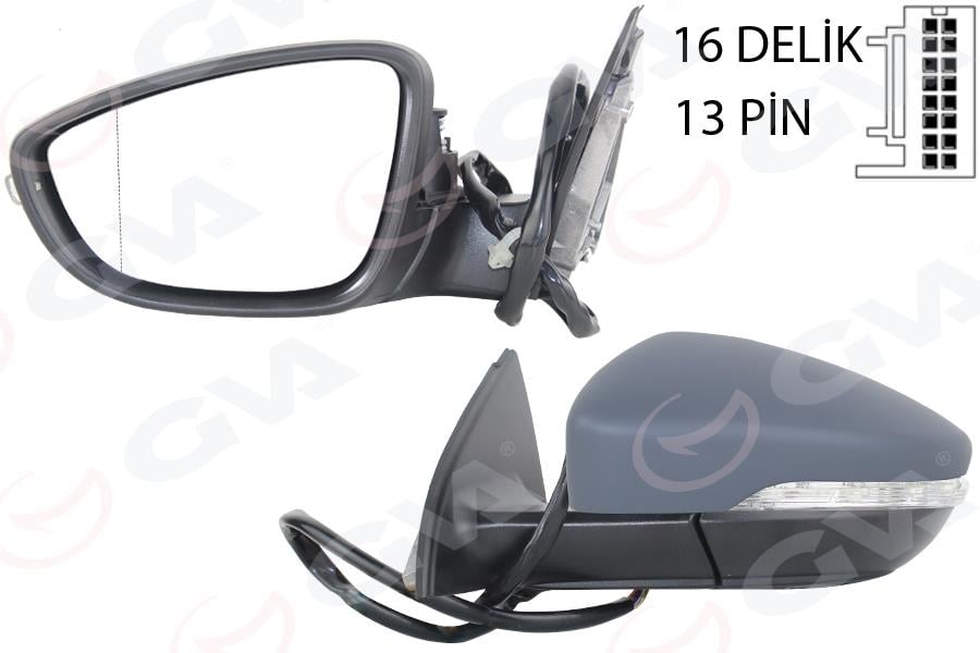 DIŞ DİKİZ AYNASI SOL PASSAT 11> ELEKTRİKLİ ISITMALI KATLANIR Ç.SİNYALLİ HAFIZALI ASTARLI ASFERİK 13 FİŞ VM-6194NEBCAL