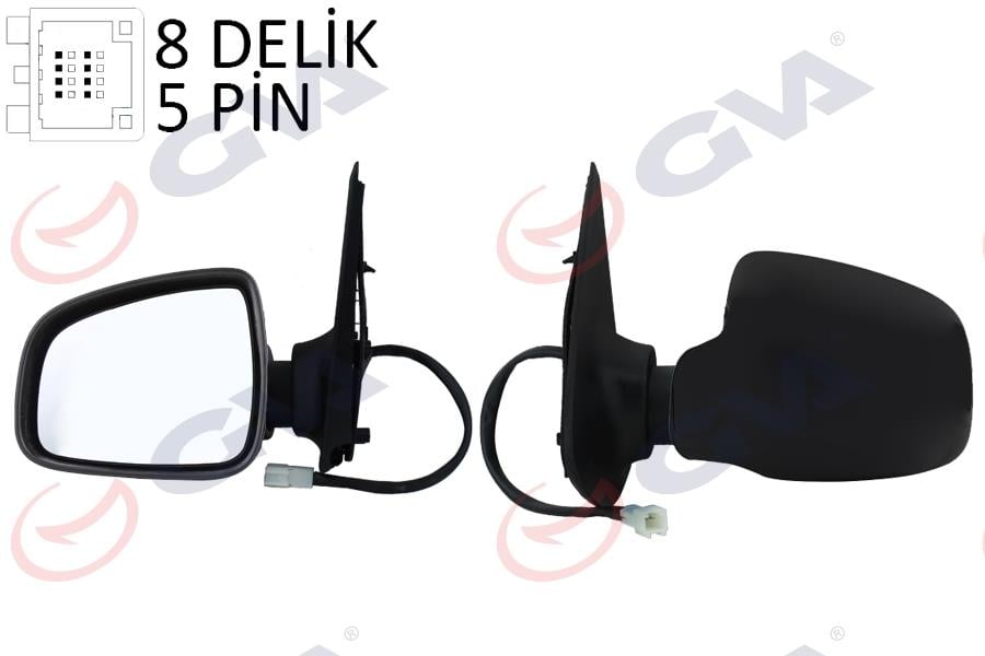DIŞ DİKİZ AYNASI SOL SANDERO STEPWAY 12> ELEKTRİKLİ SİYAH KAPAK KONVEKS VM-6804EHL