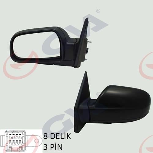 DIŞ DİKİZ AYNASI SOL TUCSON 05> ELEKTRİKLİ KONVEKS 3 FİŞ VM-455EL