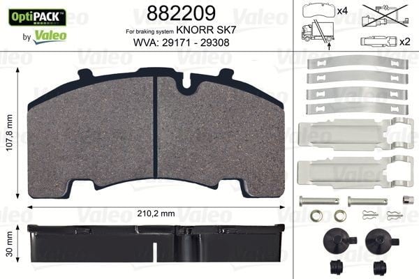 DİSK FREN BALATASI OPTIPACK BPW SB4309 22.5 tekerlek için