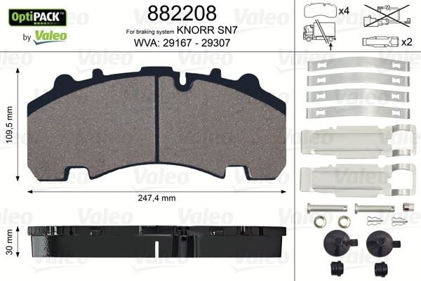 DİSK FREN BALATASI OPTIPACK BPW SB4345 22.5 tekerlek için
