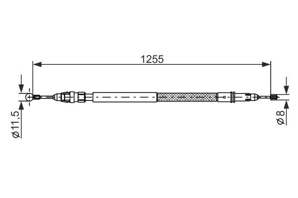 EL FREN TELİ ARKA SAĞ/SAOL C8-JUMPY-ULYSSE-SCUDO-807-EXPERT 07 > 1255mm/1114mm DİSK FREN