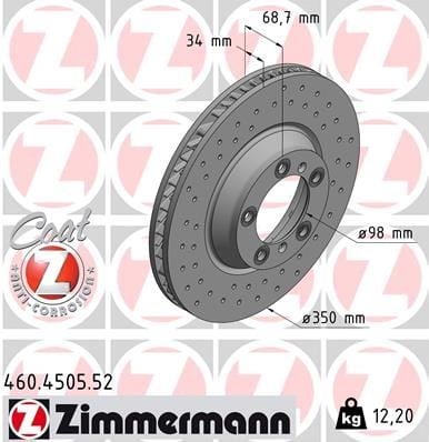 FREN DİSK DELİKLİ ON SAG PORSCHE CAYENNE 9YA 17> PANAMERA 971 16> 350 MM - 34 MM