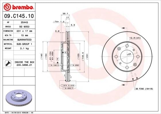 FREN DISK ON HAVALI 231-4 - HONDA JAZZ 02>08