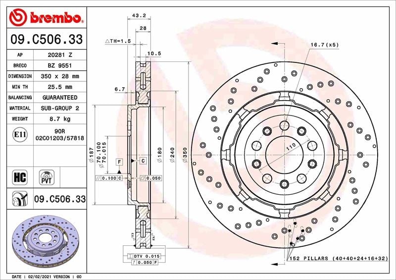 FREN DİSKİ ALFA ROMEO GIULIA 952 10/15->-ALFA ROMEO STELVIO 949 12/16->