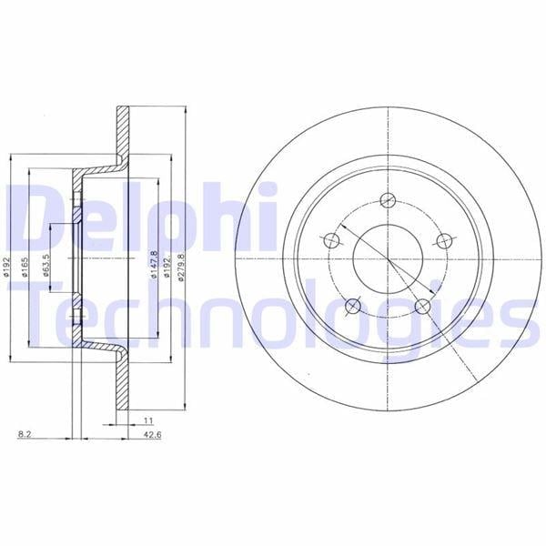 FREN DİSKİ ARKA FORD FOCUS-KUGA-CONNECT 11> ÇAP:280mm MERKEZLEME CAPI 63.5 mm YUKSEKLIK 50.8 mm 5 Delik DIS CAP 279.8