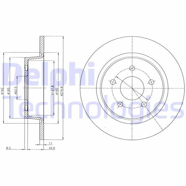 FREN DİSKİ ARKA FORD FOCUS-KUGA-CONNECT 11> ÇAP:280mm MERKEZLEME CAPI 63.5 mm YUKSEKLIK 50.8 mm 5 Delik DIS CAP 279.8