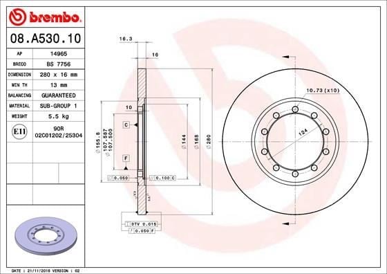 FREN DİSKİ ARKA FORD TRANSİT 06> V347 ARKADAN ÇEKER 280x16x5DELİK