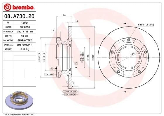 FREN DİSKİ ARKA FORD TRANSİT 06> V347 ÖNDEN ÇEKER 280x16x5DELİK