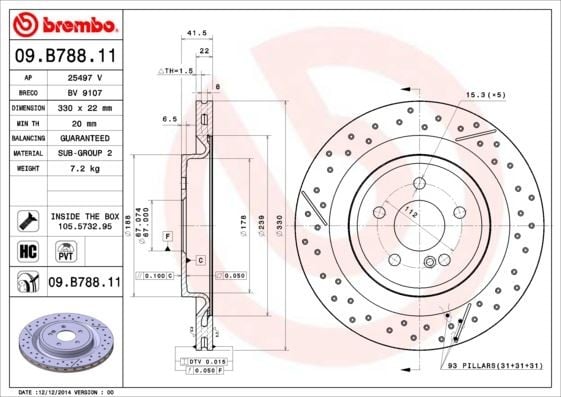 FREN DISKI ARKA MERCEDES AMG W176 C117 X117 X156 R172