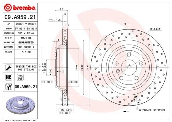 FREN DISKI ARKA MERCEDES GLE-CLASS W166-ML-CLASS W166
