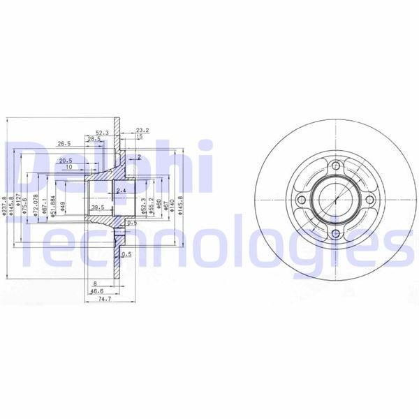 FREN DİSKİ ARKA RENAULT CLIO I 91>98 238x8x7MM RULMANLI ABS SENSÖRLÜ