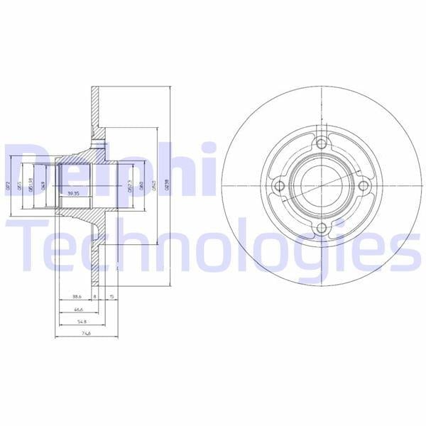 FREN DİSKİ ARKA RENAULT CLIO I 91>98 238x8x7MM RULMANLI ABS SENSÖRLÜ