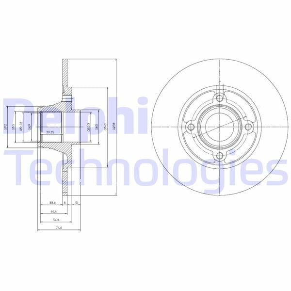 FREN DİSKİ ARKA RENAULT CLIO I 91>98 238x8x7MM RULMANLI ABS SENSÖRLÜ