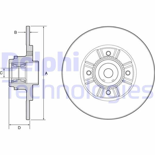 FREN DİSKİ ARKA RENAULT CLIO II 98>05 MEGANE I 96> R19 238x8x7MM RULMANLI ABS SENSÖRLÜ