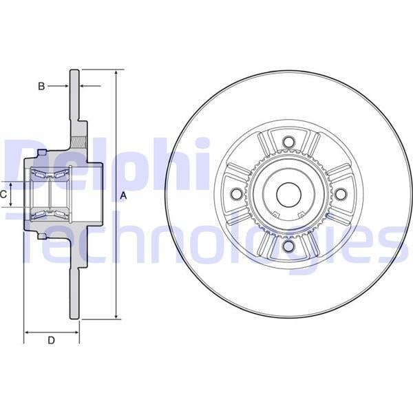 FREN DİSKİ ARKA RENAULT CLIO II 98>05 MEGANE I 96> R19 238x8x7MM RULMANLI ABS SENSÖRLÜ