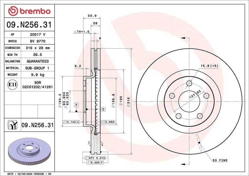 FREN DİSKİ FORD CHANGAN TAURUS 11/15-> / FORD GALAXY III CK 01/15-> / FORD GALAXY MK III VAN CK