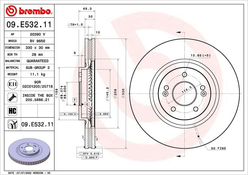 FREN DİSKİ KIA OPTIMA JF 09-15->-KIA OPTIMA Sportswagon JF 09-16-12-19