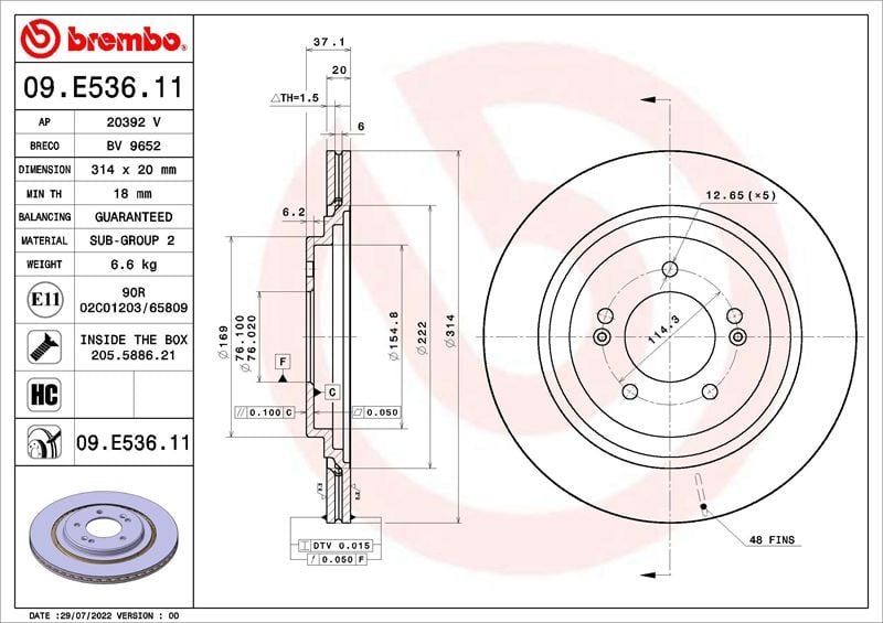 FREN DİSKİ KIA OPTIMA JF 09-15->-KIA OPTIMA Sportswagon JF 09-16-12-19
