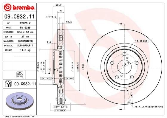 FREN DİSKİ LEXUS GS L1 08-11->-LEXUS GS S19 01-05-12-12-LEXUS IS II E2 08-05-04-13-LEXUS IS II I E3 04-13->-LEXUS RC C1 08-14->