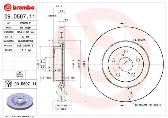 FREN DİSKİ LEXUS GS L1 08-11->-LEXUS GS S19 01-05-12-12-LEXUS IS II E2 08-05-04-13-LEXUS IS II I E3 04-13->-LEXUS RC C1 08-14->-TOYOTA MARK X II GRX13 10-09->