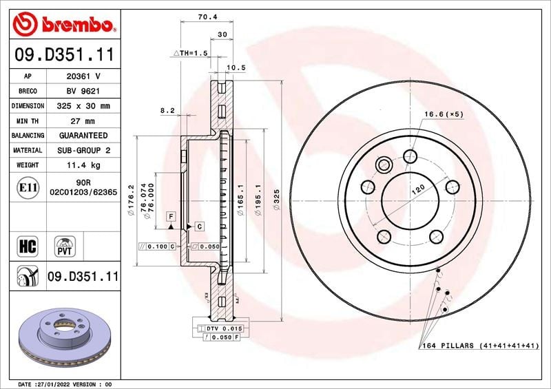 FREN DİSKİ MAN TGE Bus 02-17->-MAN TGE Platform-Chassis UZ 11-16->-MAN TGE Van 02-17->-VW CRAFTER Bus SYI. SYJ 09-16->-VW CRAFTER Platform-Chassis SZ 11-16->-VW CRAFTER Van SY. SX 09-16->-VW G