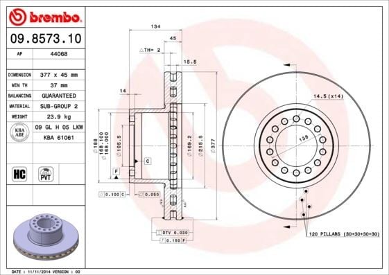 FREN DİSKİ MERCEDES-BENZ ATEGO 01/98-10/04-MERCEDES-BENZ ATEGO 2 01/04->-MERCEDES-BENZ ATEGO 3 04/13