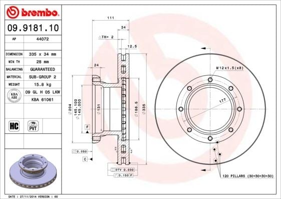 FREN DİSKİ MERCEDES-BENZ ATEGO 01/98-10/04-MERCEDES-BENZ ATEGO 2 01/04->-MERCEDES-BENZ ATEGO 3 04/13