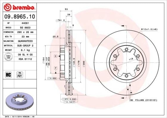 FREN DİSKİ NISSAN ATLEON 09/00->-NISSAN CABSTAR F24M. F24W 09/06-12/13-NISSAN CABSTAR E TL. VL 0