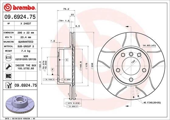 FREN DISKI ON CIZGILI HAVALI 296 MM BMW 5 SERIE E39 520-523-525-528-530-535