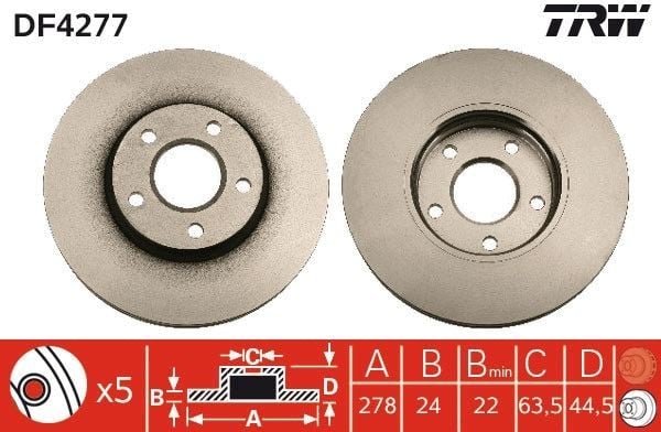 FREN DİSKİ ÖN FORD CONNECT 02> 278x24x5DL